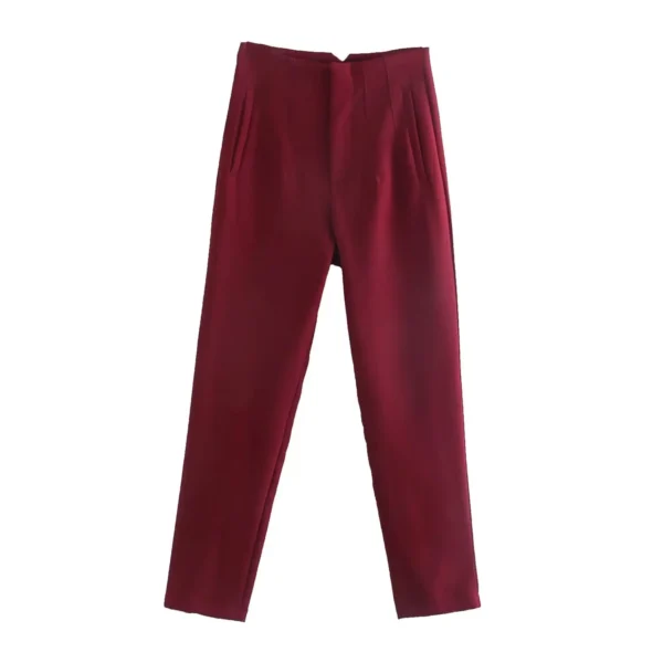 Pantalones rectos a la moda para mujer, pantalones con cremallera frontal de cintura alta, pantalones Vintage de longitud completa para mujer elegante - Imagen 35