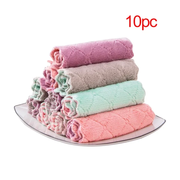 Accesorios de cocina paño de microfibra súper absorbente vajilla toalla de limpieza del hogar utensilios de cocina Gadget ALI253 5/10PC - Imagen 7