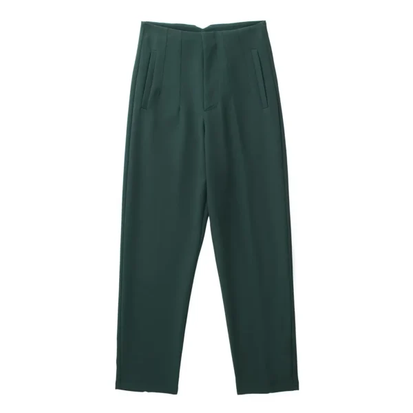Pantalones rectos a la moda para mujer, pantalones con cremallera frontal de cintura alta, pantalones Vintage de longitud completa para mujer elegante - Imagen 23