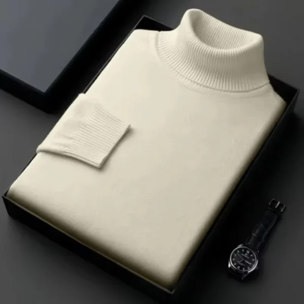 Suéter de cuello alto de punto de alta calidad para hombre, ropa de chándal antipelusas, jersey de manga larga ajustado, ropa de tendencia de Color sólido - Imagen 10