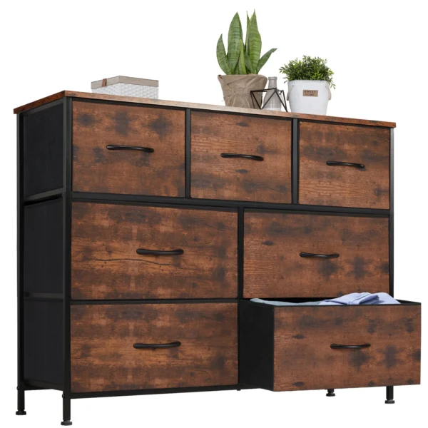 Desser para dormitorio con 7 cajones de tela, organizador, armario de almacenamiento, pecho, ropa para sala de estar, vitrina de muebles - Imagen 8
