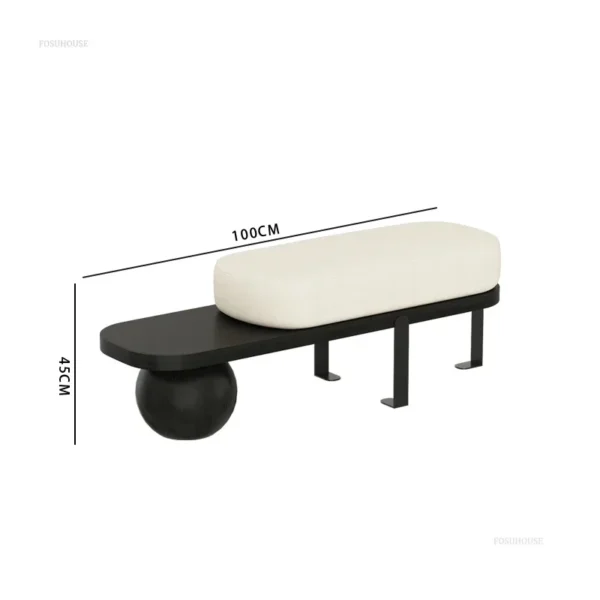 Otomanas creativas, Banco de madera maciza, muebles de sala de estar, puerta del hogar, taburete de cambio de zapatos, entrada, dormitorio, taburetes de cabecera, U - Imagen 7