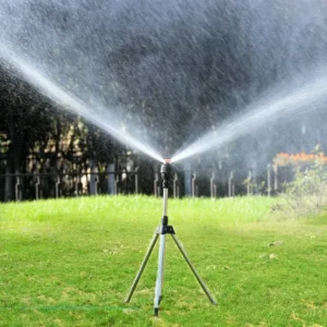 Aspersor giratorio automático de jardín de 360 grados, juego de trípode de acero inoxidable, soporte de riego, herramienta de aspersor de césped y jardín con chorro de agua