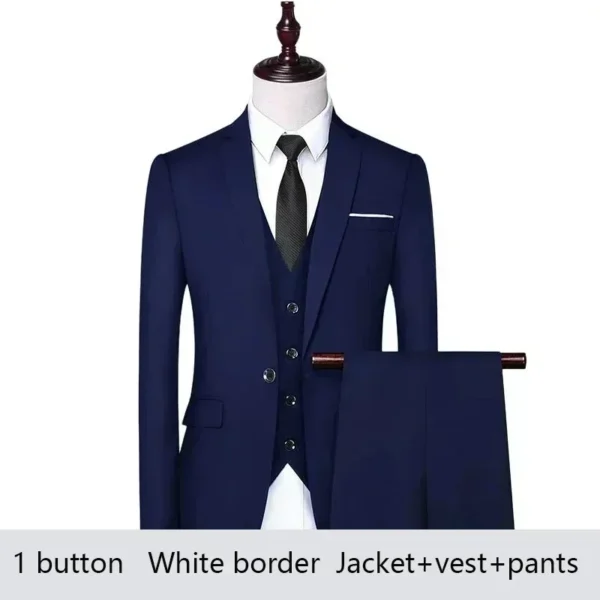 Trajes de boda para hombre, conjunto de 3 piezas, 2 trajes, chaquetas elegantes de alta calidad, chaleco, pantalones, Blazers, ropa Formal clásica de lujo 2024 - Imagen 8