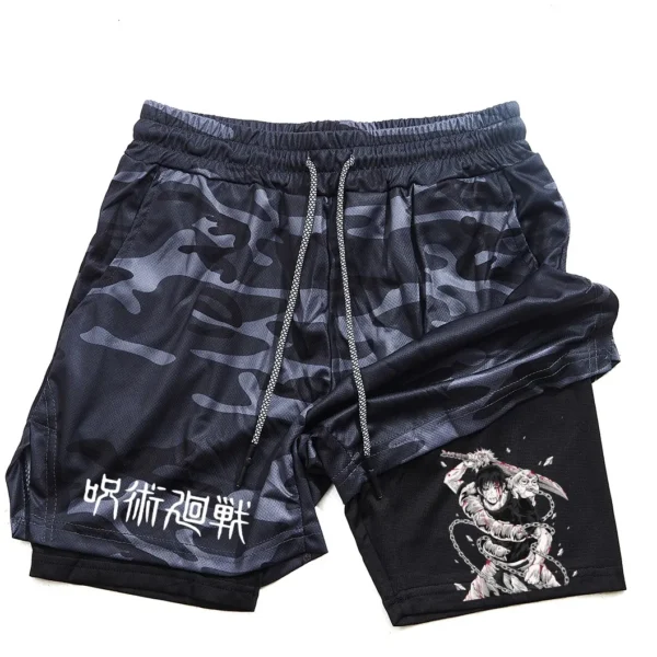 Pantalones cortos deportivos con estampado de Toji para hombre, Shorts deportivos informales de entrenamiento, malla para correr, 2 en 1 - Imagen 20