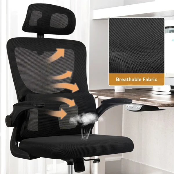 Silla de oficina ergonómica con respaldo alto, sillas deslizantes de malla para ordenador de juegos, sillón giratorio ajustable, muebles comerciales para el hogar - Imagen 2