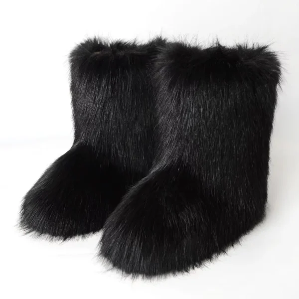Botas mullidas a media pantorrilla Botas de nieve de moda para mujer de invierno Zapatos cálidos de algodón - Imagen 12