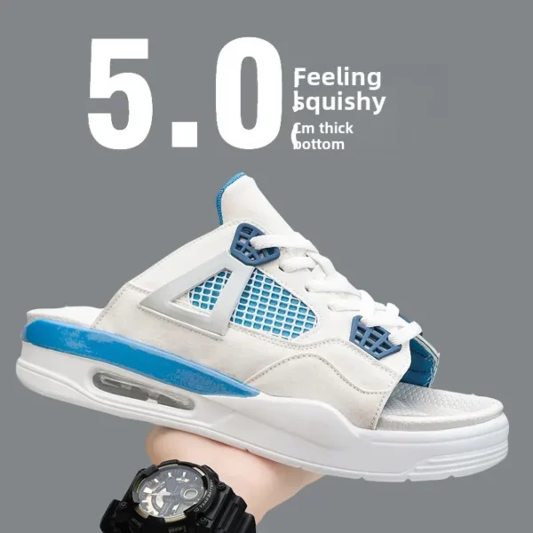 Zapatillas de moda para hombre, novedad de verano, estilo transfronterizo, talla grande, antideslizante, parte inferior gruesa, cojín de aire, zapatos de playa de una sola línea