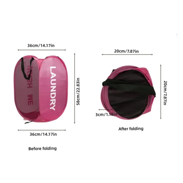 Cesta de lavandería sencilla y plegable duradera, organizador de almacenamiento de juguetes y ropa lavable grande, accesorios de baño transpirables de malla de moda - Imagen 6