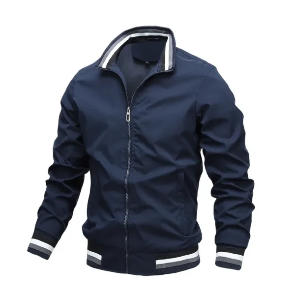 Chaqueta informal con cremallera y cuello levantado para hombre, abrigo para deportes al aire libre, chaqueta cortavientos para hombre, Bomber impermeable, otoño e invierno - Imagen 4