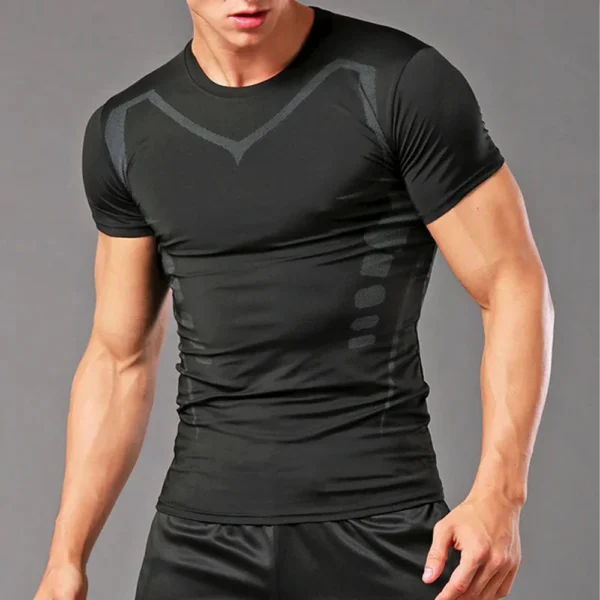 Camisas de compresión para correr para hombre, camisetas deportivas de manga corta para gimnasio, sudadera de secado rápido para Fitness, chándal para correr, camisetas atléticas - Imagen 3