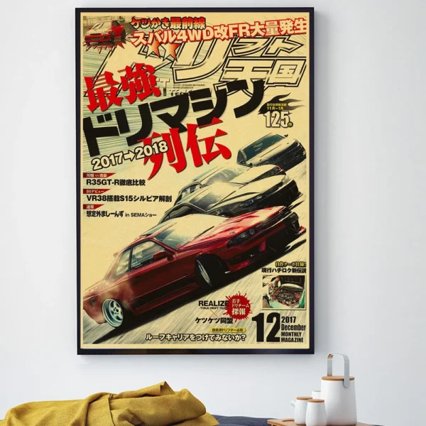 Carteles hogar sala de estar decoración pintura de pared sin marco JDM coche Japón retrofit carreras Retro 90s cartel pared tabla impresiones - Imagen 6