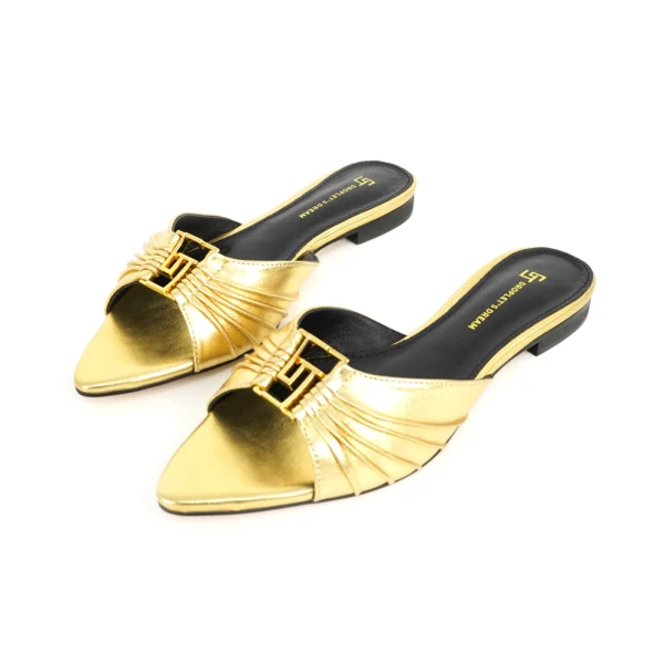 Zapatillas antideslizantes puntiagudas a la moda para mujer, zapatillas de marca de lujo para exteriores con parte inferior plana de cuero, talla grande 34-44 - Imagen 7