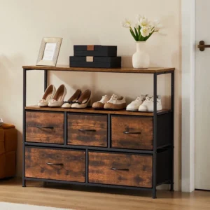 Armario para zapatos con 5 cajones de tela, almacenamiento de juguetes, soporte para TV, Zapatero multicapa, mueble para el hogar que ahorra espacio