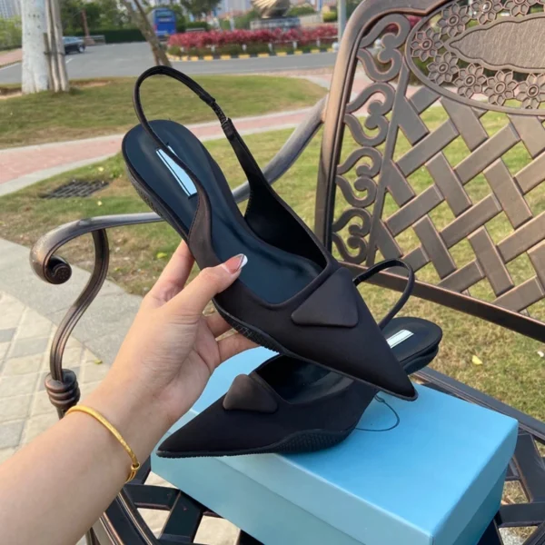 Zapatillas de cuero para mujer, zapatos de tacón alto, zapatos de tacón para fiesta, sandalias de verano para mujer, sandalias con talón descubierto para mujer - Imagen 6