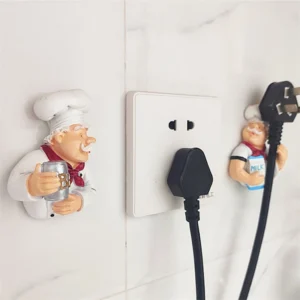 Gancho creativo para enchufe de cocina de dibujos animados de Chef, organizador de decoración de pared para Chef gordo, organizador para el hogar, cocina, soporte para enchufe