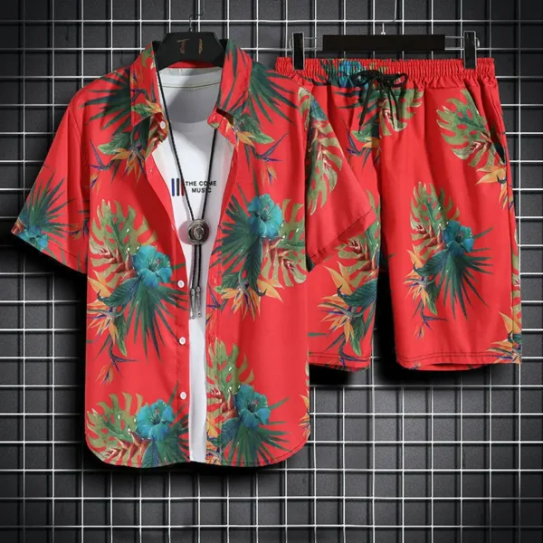 Ropa de playa para hombre, conjunto de 2 piezas, camisa hawaiana y pantalones cortos de secado rápido, ropa de moda para hombre, trajes informales estampados de verano - Imagen 14