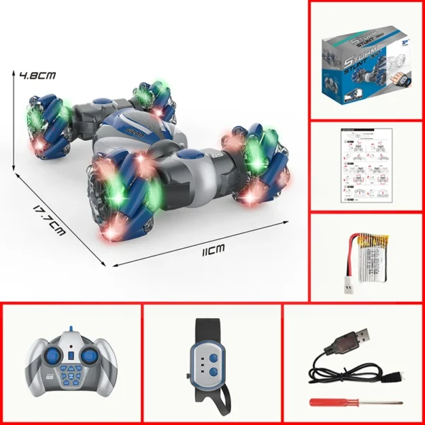 Control remoto reloj Sensor de gestos juguete eléctrico RC Drift Car 2,4 GHz 4WD rotación regalo para niños cumpleaños Samll RC Stunt Car - Imagen 16