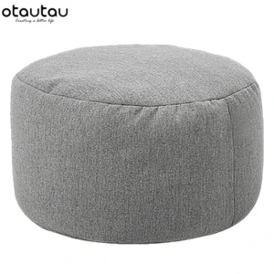 Silla tipo puf de lino con relleno, PUF otomano, taburete redondo de Tatami, futón, muebles de salón relajantes