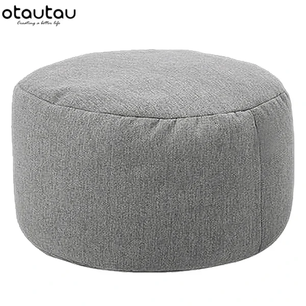 Silla tipo puf de lino con relleno, PUF otomano, taburete redondo de Tatami, futón, muebles de salón relajantes
