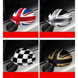 Cubiertas de espejo retrovisor exterior 2 unids/set la bandera negra carcasa del coche  para BMW MINI Cooper One S JCW F54 F55 F56 F57 F60 2015-2019
