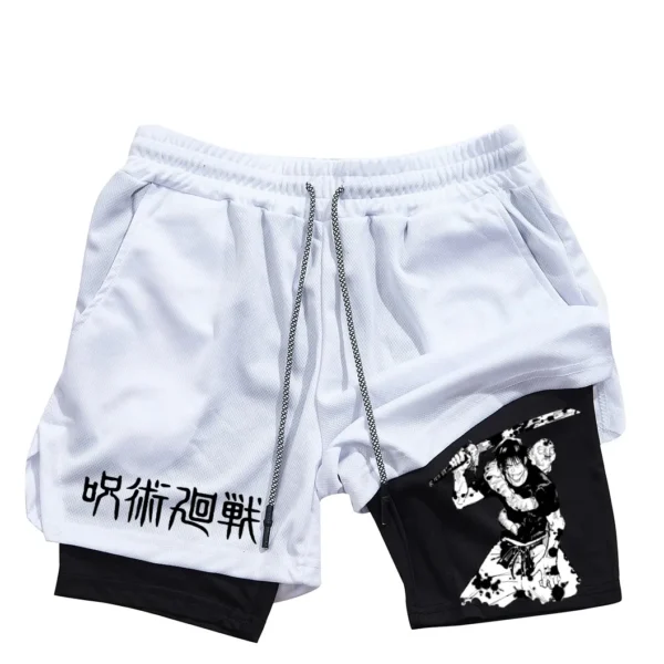 Pantalones cortos deportivos con estampado de Toji para hombre, Shorts deportivos informales de entrenamiento, malla para correr, 2 en 1 - Imagen 11