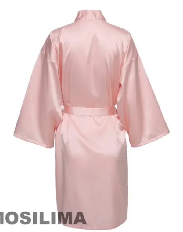 Bata de novia para equipo de fiesta de boda con letras negras, pijama de satén tipo kimono, albornoz de dama de honor SP2000 - Imagen 4