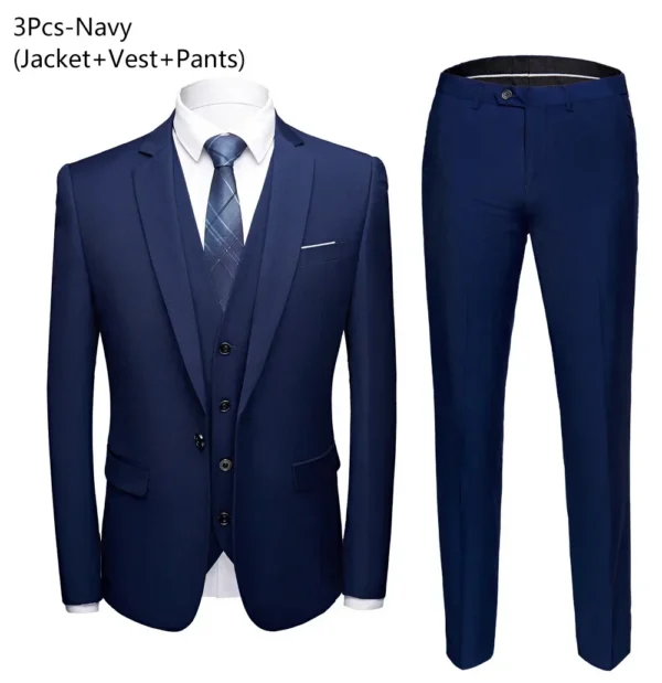 Trajes de hombre para boda, 3 piezas, conjunto elegante de 2 trajes, Blazers, chaquetas clásicas de negocios de lujo a la moda, chaleco, pantalones, ropa Formal 2024 - Imagen 8