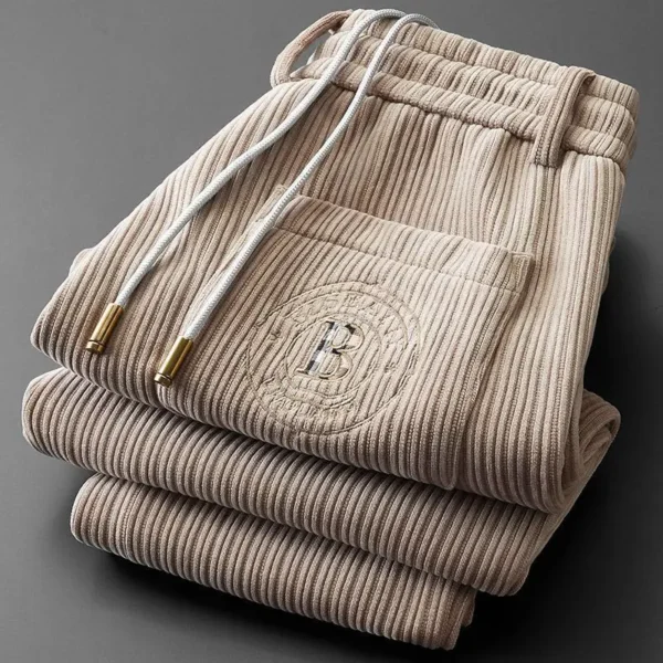 Pantalones de chándal gruesos de gran tamaño para hombre, pantalones de pana de moda de lujo, pantalones informales de negocios de alta calidad para otoño e invierno - Imagen 8