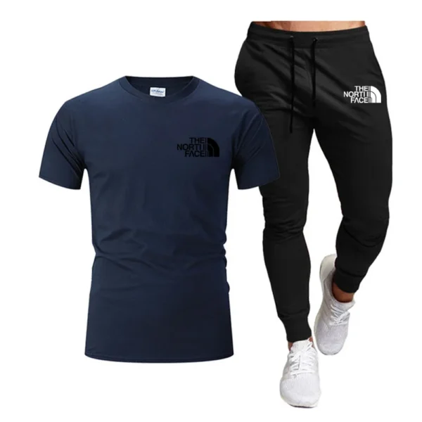 Pantalones de chándal largos ropa de calle conjuntos de 2 piezas ropa de hombre Verano 2025 hombres Tops 100% moda algodón manga corta - Imagen 15