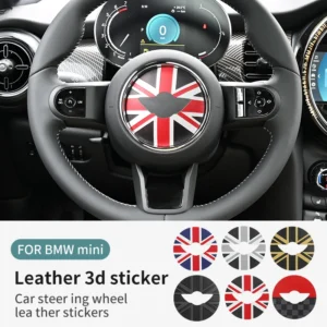 Pegatina para volante de coche, pegatinas de cuero PU para Mini Cooper R55 R56 R57 R60 R50 R52 R53 F56 F54 F60, accesorios interiores para coche