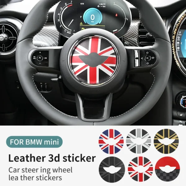 Pegatina para volante de coche, pegatinas de cuero PU para Mini Cooper R55 R56 R57 R60 R50 R52 R53 F56 F54 F60, accesorios interiores para coche