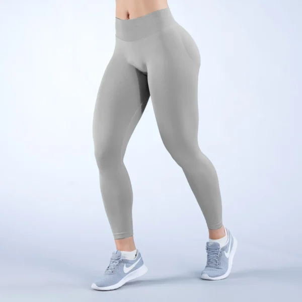 Pantalones de Yoga de cintura sólida sin costuras para mujer, pantalones deportivos ajustados sexis con cintura de tres secciones para levantamiento de cadera, pantalones de Yoga para ejercicio físico - Imagen 24