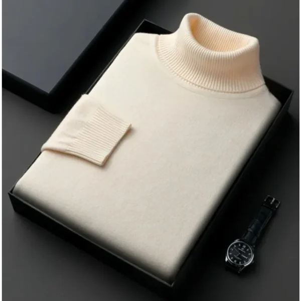 Suéter de cuello alto de punto de alta calidad para hombre, ropa de chándal antipelusas, jersey de manga larga ajustado, ropa de tendencia de Color sólido - Imagen 5