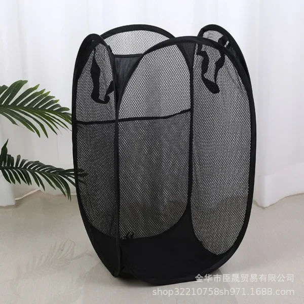 Cesta de lavandería sencilla y plegable duradera, organizador de almacenamiento de juguetes y ropa lavable grande, accesorios de baño transpirables de malla de moda - Imagen 8
