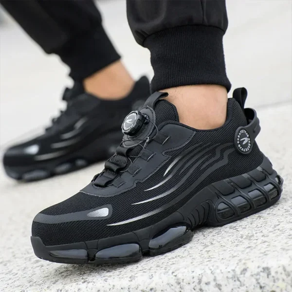 Zapatos de seguridad con botón giratorio para hombre, zapatos de trabajo antigolpes y antipinchazos, zapatos deportivos de moda para hombre, botas protectoras de seguridad para hombre - Imagen 6