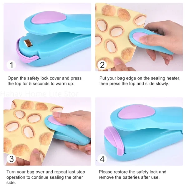Accesorios de cocina, herramientas, Mini máquina portátil de sellado térmico con Clip para alimentos, sellador de bolsas de aperitivos para el hogar, utensilios de cocina, artículo - Imagen 5