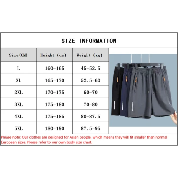Pantalones cortos deportivos ultrafinos para hombre, Shorts informales de seda de hielo para playa, Jogging, secado rápido, con cremallera, holgados, para gimnasio, Verano - Imagen 6