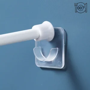 Soporte para barra de cortina ganchos soporte de barra autoadhesivo soporte de riel para ropa accesorios de baño para el hogar 2 unids/set