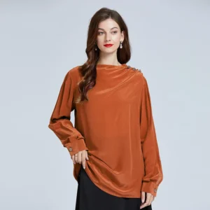 Blusas de seda elegantes para mujer, pulóveres informales, ropa de mujer para primavera y verano, camisa con botones de lujo "