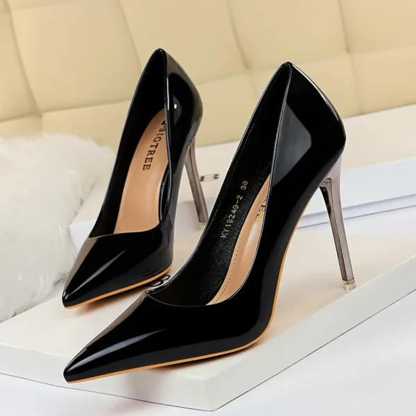 Tacones altos para mujer, zapatos de tacón azul y verde para San Valentín, tacones de aguja brillantes de lujo para boda, novia, club nocturno, moda Simple de Color sólido 1829-2 - Imagen 9