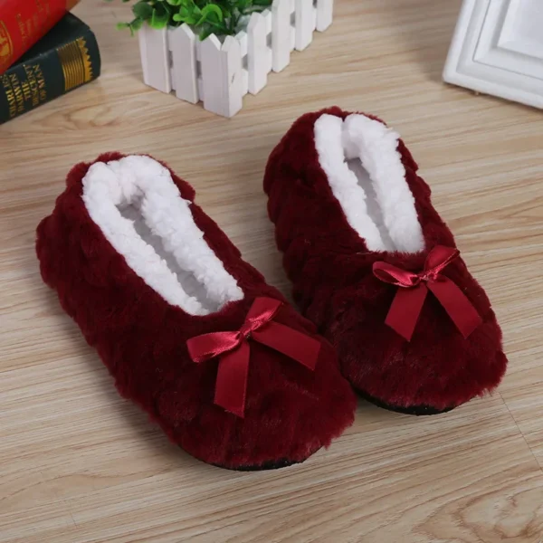 Zapatilla de casa para mujer, piel de invierno, felpa cálida, agarre antideslizante, interior, esponjoso, perezoso, orejas de ratón, zapatos peludos, lindo y divertido - Imagen 10