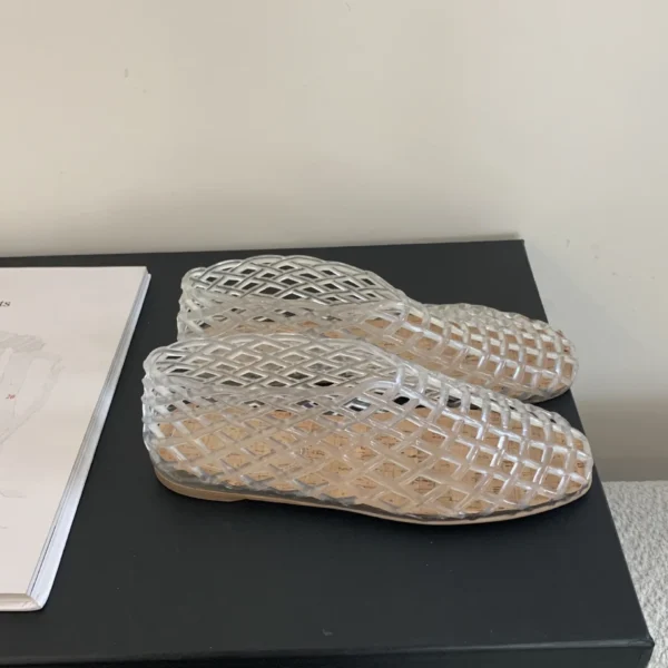 Zapatos de gelatina de verano para mujer, zapatos de playa calados de malla transparente a la moda, Sandalias planas para mujer, sandalias de gelatina con punta redonda coloridas - Imagen 9