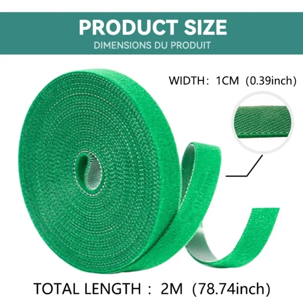 Cinta de jardín, brida para cables de nailon para plantas, flores, cultivo, escalada, soporte reutilizable para plantas, sujetador de gancho y bucle, accesorios de jardín - Imagen 2
