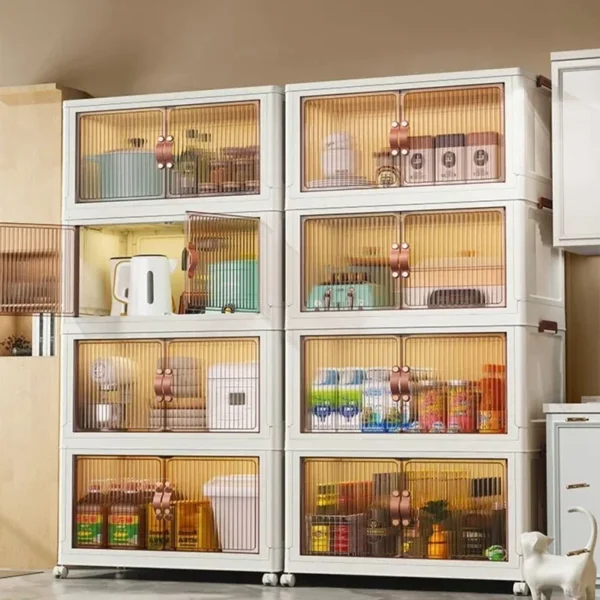 Caja de almacenamiento multicapa plegable, armario multifuncional para sala de estar, estante de almacenamiento de muebles, 45, 55, 65, 75cm - Imagen 2