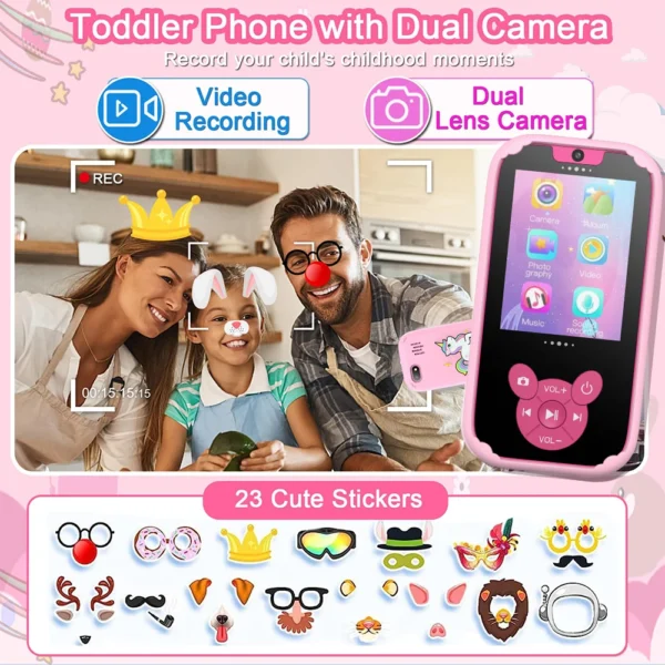 Teléfono Inteligente educativo para niños, cámara Dual, reproductor de música, juego de memoria de 8G, aprendizaje para edad de 3 a 12 años, regalos de cumpleaños - Imagen 3