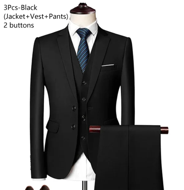 Trajes de hombre para boda, 3 piezas, conjunto elegante de 2 trajes, Blazers, chaquetas clásicas de negocios de lujo a la moda, chaleco, pantalones, ropa Formal 2024 - Imagen 27