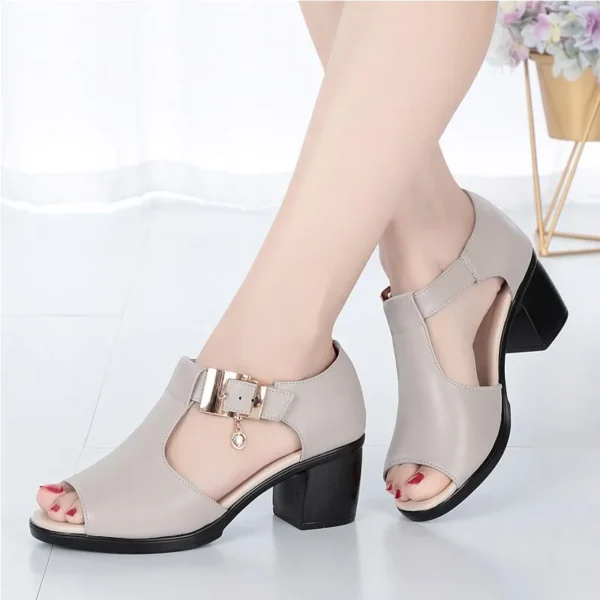 Sandalias de PU para mujer, plataforma de verano, fresco, playa, tacón alto, punta abierta, informal, exterior, correa de pato ostentosa - Imagen 3