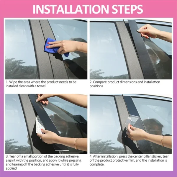 Cubierta embellecedora de ventana de coche para Mazda 3 Mazda3 Axela BP Sedan 2019 ~ 2024 2025 postes de puerta de pilar pegatinas de columna accesorios brillantes 8 Uds - Imagen 6