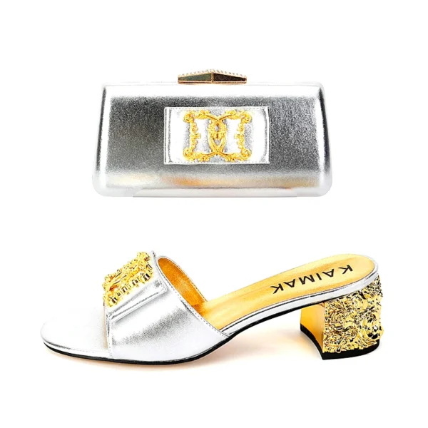 Zapatos italianos de alta calidad de lujo a la moda, traje de verano para mujer, zapatillas de talla grande 35 a 43, zapatos de tacón dorados y negros para fiesta de boda - Imagen 8